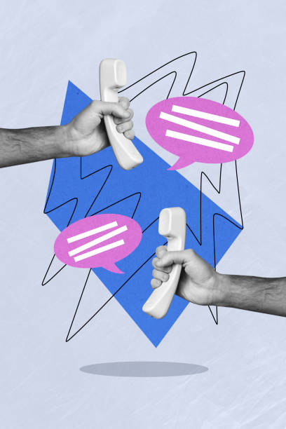istock Vertical creative photo collage of two hands hold wire phone communication talk speech connection hotline support on drawing background 2190738226