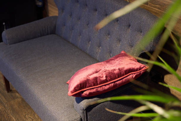 Cozy Sofa with Decorative Pillows Enhancing a Modern Interior Space and Warm Ambiance