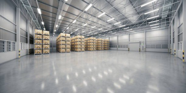 istock 3d rendering of warehouse and concrete floor suit for industrial background. 2190742645