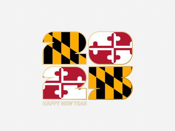 istock Abstract numbers 2025 with flag of Maryland. 2190742725