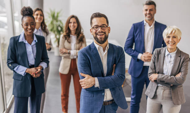 istock Confident businessman and his team 2190747044