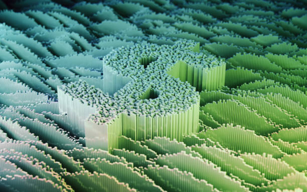 istock Dollar Symbol Abstract Digital Data Landscape Green Turquoise 2190747046