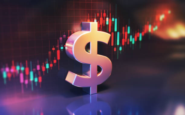 istock Metal Shiny Dollar Symbol on Financial Chart Background 2190747063