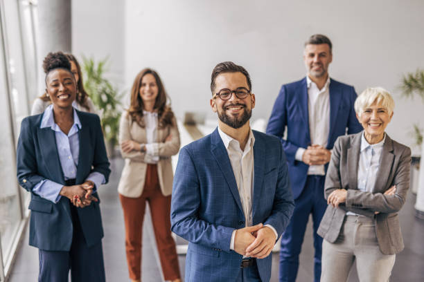 istock Confident businessman and his team 2190747110