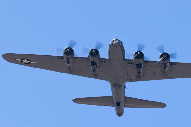 istock Bottom  view of  a WWII bomber (B-17 Flying Fortress) in beautiful light 2190747269