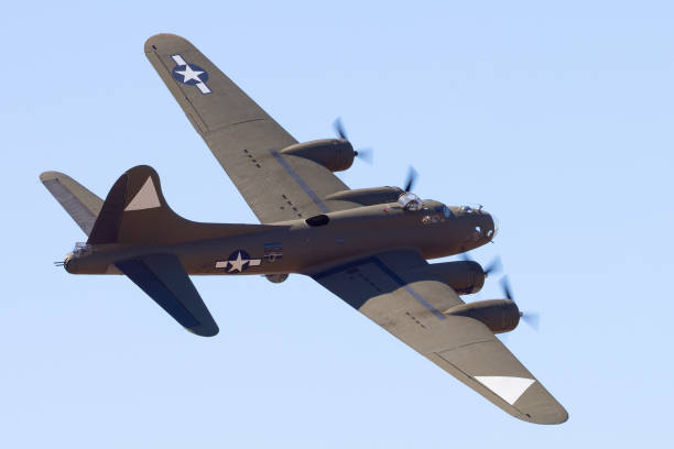 istock Top view of  a WWII bomber (B-17 Flying Fortress) in beautiful light 2190747326