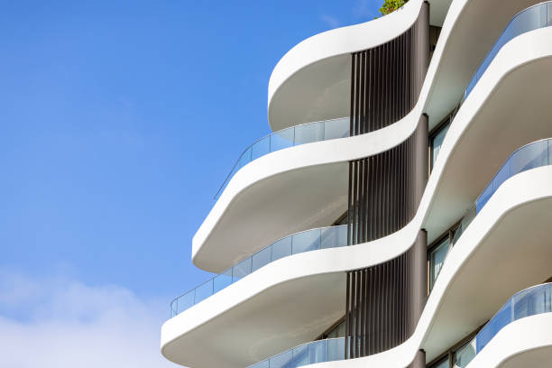 istock Closeup top part of modern apartment building, background with copy space 2190748364