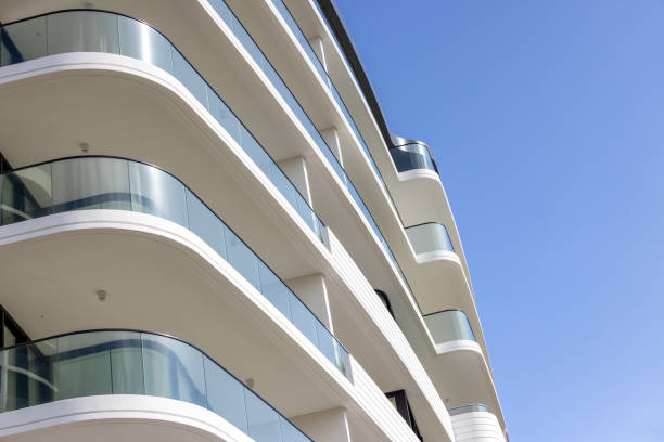 istock Closeup brand new modern apartment building, background with copy space 2190748934