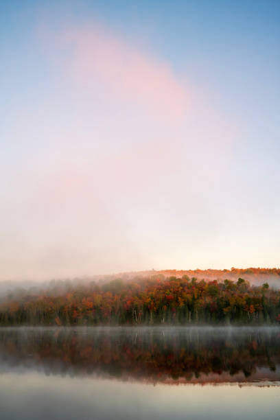 Autumn scenery at Lake Bouchard, La Mauricie National Park, Quebec, Canada
