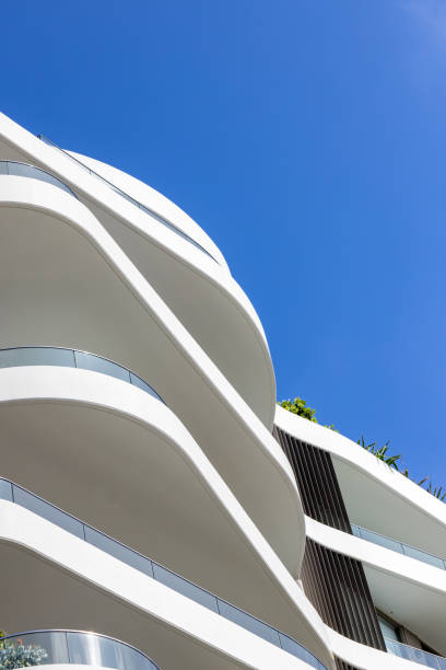 istock Closeup top part of modern apartment building, background with copy space 2190751816