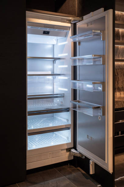 istock Built-in refrigerator in kitchen with open doors 2190759065