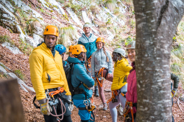 istock Diverse Group of Adventurers on a Zipline Experience in Forest 2190760453