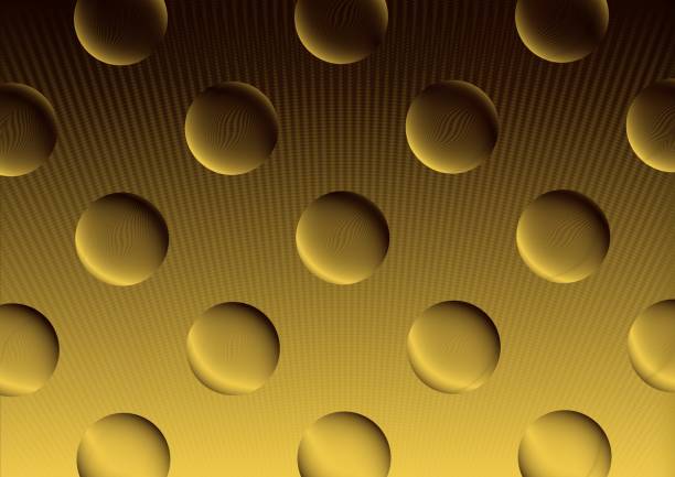Illustration of golden patterned background with spaced spheres
