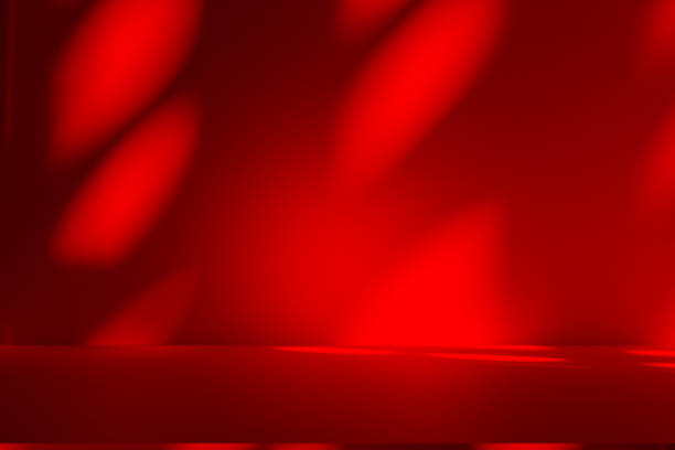 istock Wall interior background, studio and backdrops show products.with shadow from window color red . background for text insertion and presentation product 2190769638
