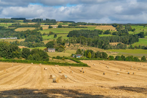 istock Landscape at Glamis in Scotland with a blue sky and some clouds 2190772202