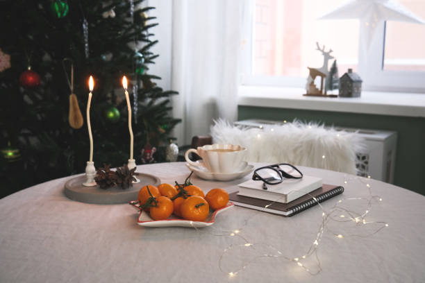 istock A winter table setting with bright oranges, creating a cozy atmosphere and delightful holiday decorations 2190774447