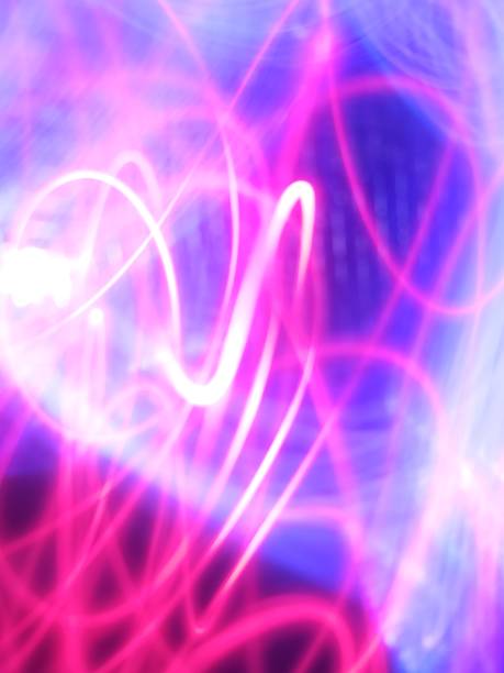 istock Abstract background with pink neon light and blue background. 2190776175