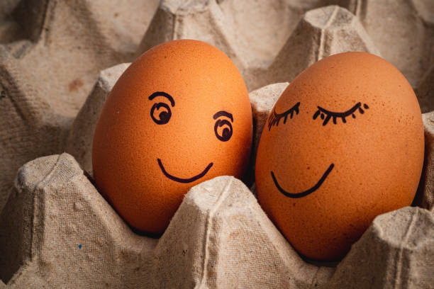 eggs, couple in love, conceptual photo, top view closeup