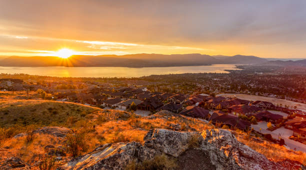 Sunset Over Kelowna and Okanagan Lake.