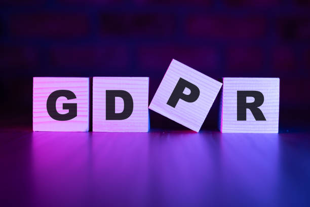 GDPR word with wooden blocks on table stock photo