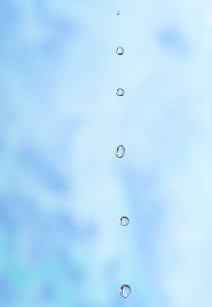 Water droplets falling in succession