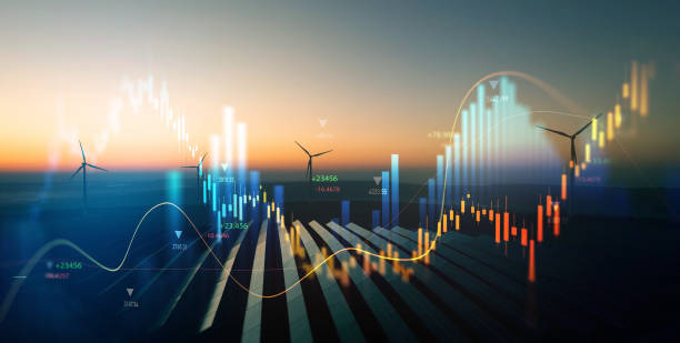 istock Rising electricity prices on world market chart graph. Green energy in full development being most natural way. Increasing amount of green and solar energy 2190785712