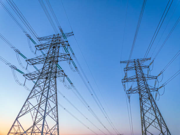 istock High voltage electricity tower and sky at sunset 2190789010