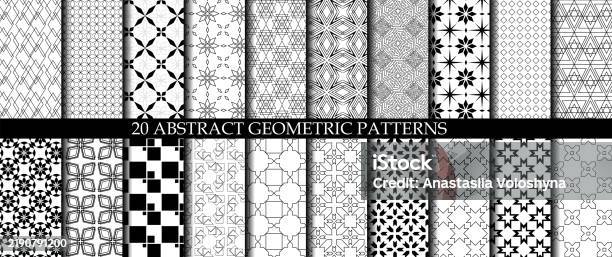 Set Of 20 Abstract Geometric Pattern With Triangle Lines And Stripes On ...