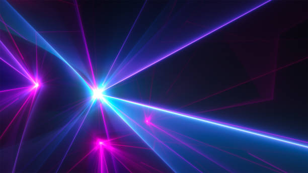 Laser lights neon abstract fractal art background.