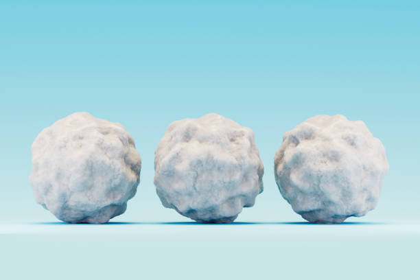 Snowballs on blue background, Winter concept. Digitally generated image. 3d render.