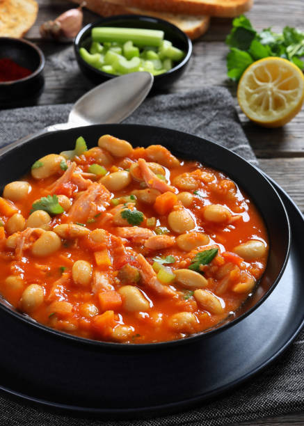 istock Pasulj, white bean soup with chicken in bowl 2190802272