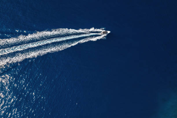 istock Speedboat racing along the open sea 2190803269