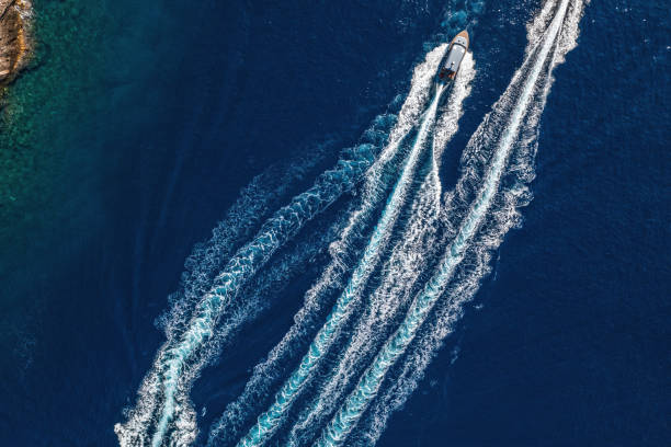 istock Speedboat racing along the open sea 2190803403