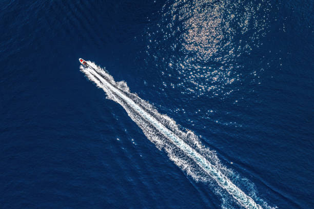 istock Speedboat racing along the open sea 2190803415