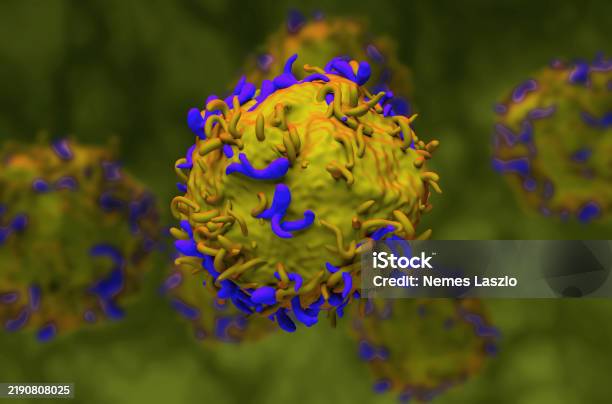 Car T Cells Closeup View 3d Illustration Stock Photo - Download Image Now - T-Cell, Immunotherapy, Receptor