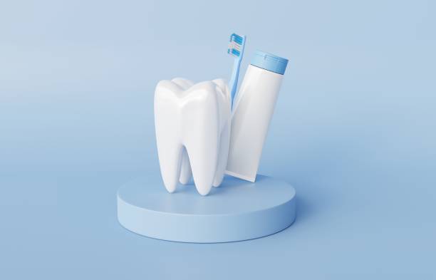 istock Tooth with toothbrush. Dental care concept 2190808442
