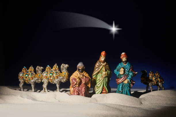 istock Epiphany. Three Wise Men and decorated camels. Nativity Scene Figurines 2190808724