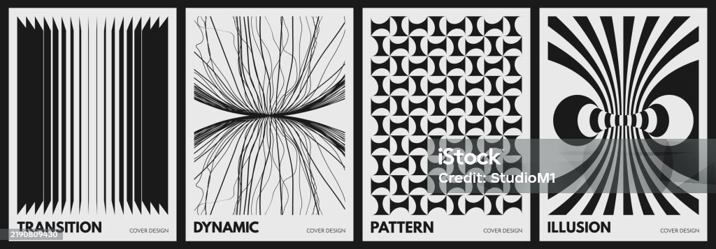 Transitional Shape Pattern Black And White Image Of Rectangular Flat Shapes With Transition Effect ...