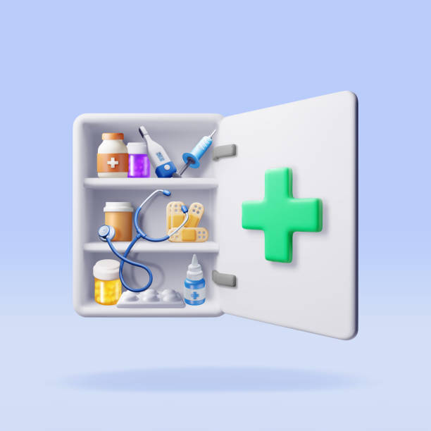 istock 3d medicine cabinet isolated. Medical collection 2190811823