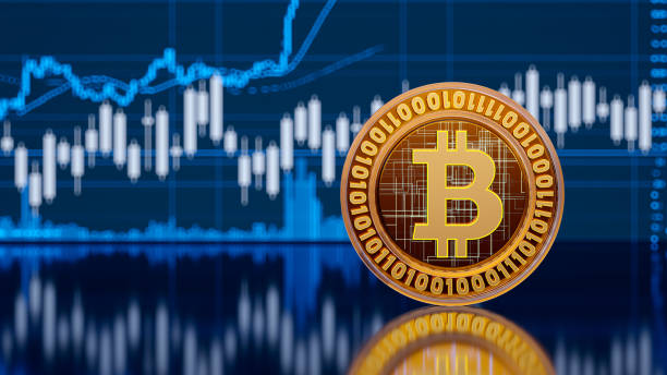 istock Bitcoin sign - business graph background. Crypto concept. market volatility 2190819341