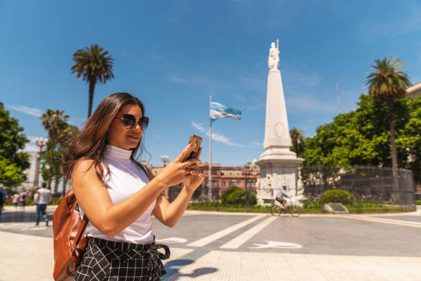 istock Tourist in front of the May Pyramid 2190822549