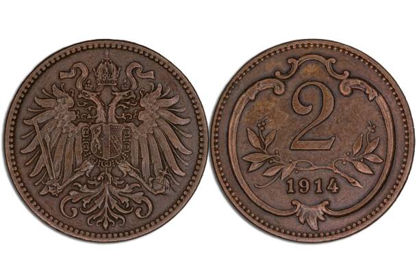 istock Vintage 1914 Austrian 2 Heller Coin 2190824351