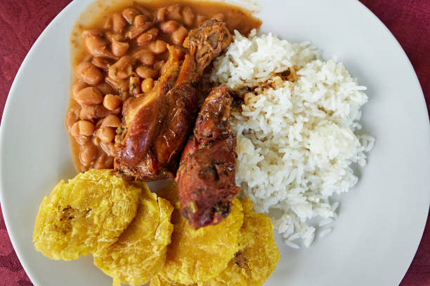 La Bandera Dominicana: Rice, meat, plantains, and beans often served for lunch.