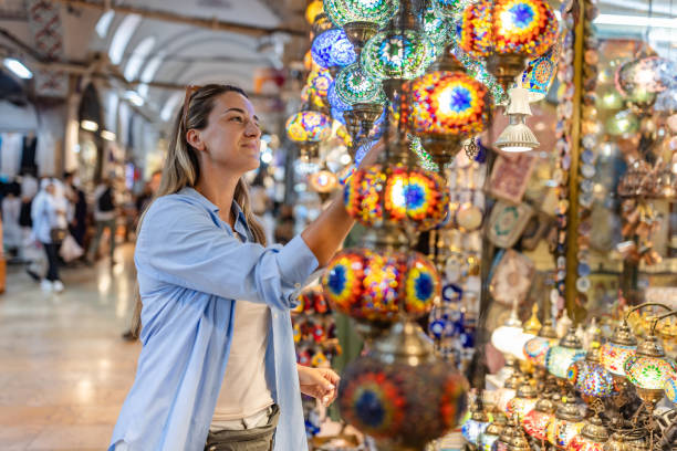 istock Intrigued by the vibrant display of hanging lanterns. 2190836222