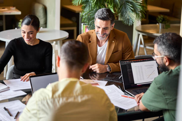 Business professionals working at coworking space