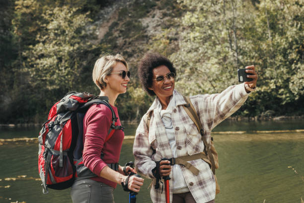 istock Two Women Making Video Call And Enjoy Nature 2190837768