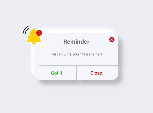 Reminder notifications interface design. Event notification with alert bell