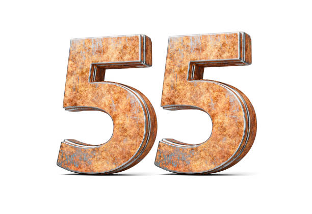 istock Number Fifty Five 55 Digit Made Of Old Rusty Iron Metal Texture White Background 3d Illustration 2190849844