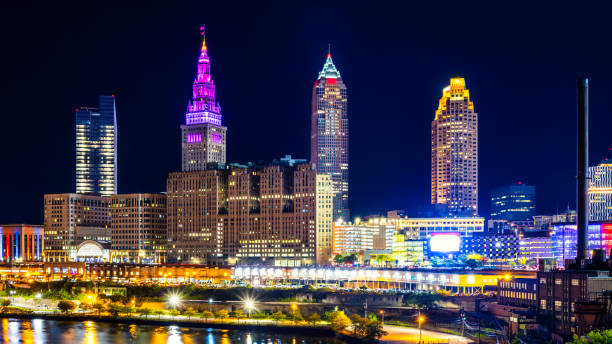 Cleveland, Ohio skyline by night. Cleveland is a major city in the U.S. state of Ohio and the county seat of Cuyahoga County.