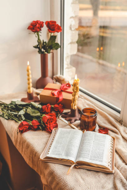 istock Open Bible in a cozy home interior. Good morning. 2190851987